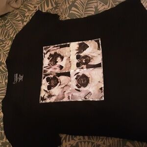 Hot Topic Pugs Dog Freeze Juniors XL Womans Large GUC Black Shirt